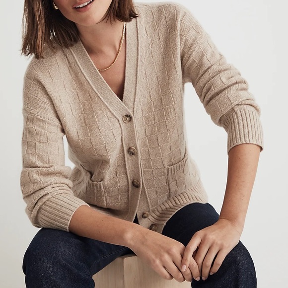 NWT Madewell (Re)sourced Cashmere Cardigan in Checkerboard XXS - Picture 6 of 7